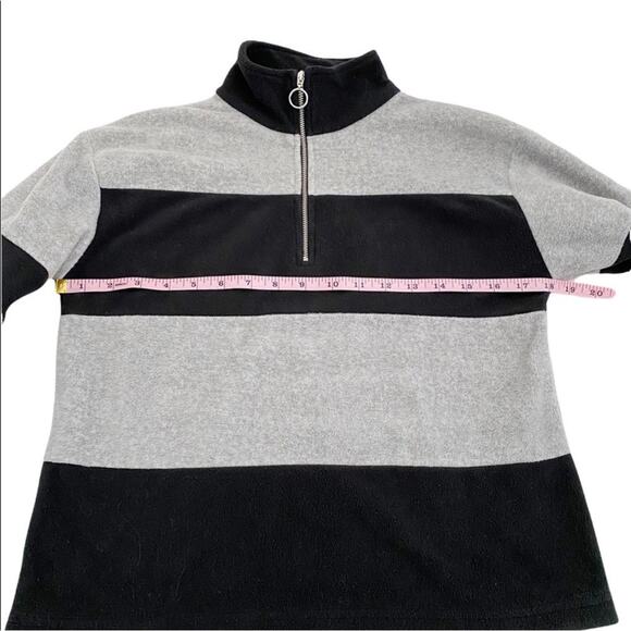 DIP Women’s Black & Gray Stripe 1/4 Zip Up Fleece Pullover, Size XS - Picture 6 of 10